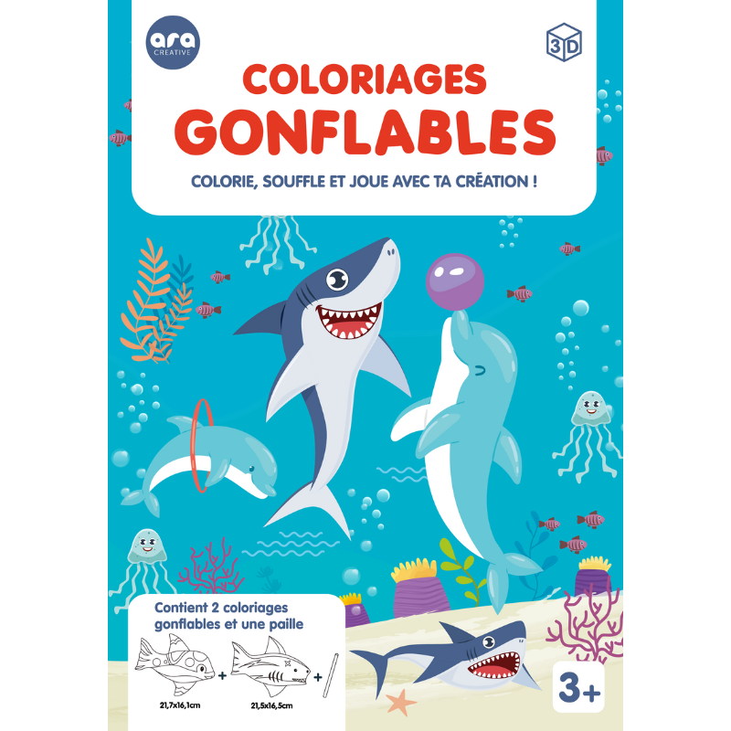 Coloriages gonflables - Requin & Dauphin à colorier