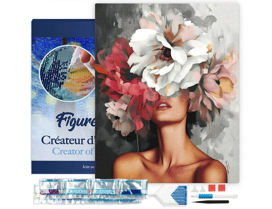 Broderie Diamant – Beauté derrière les fleurs 40x50 cm | Diamond Painting sur toile tendue avec diamants carrés