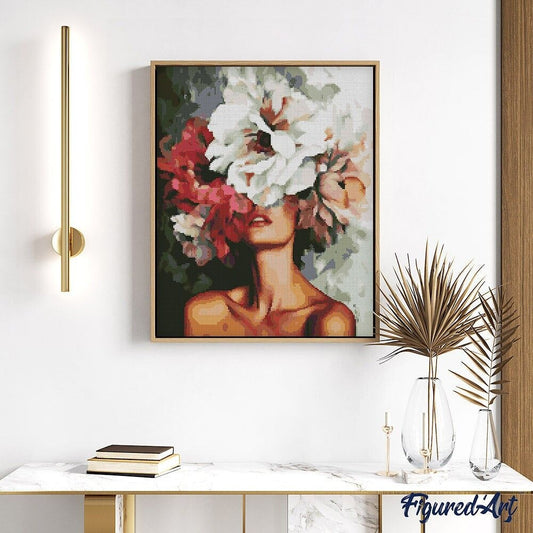Broderie Diamant – Beauté derrière les fleurs 40x50 cm | Diamond Painting sur toile tendue avec diamants carrés