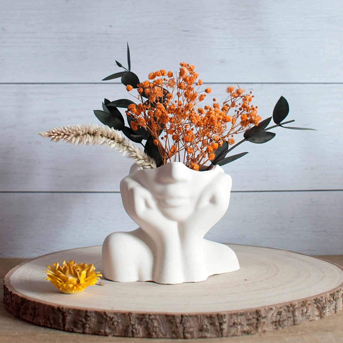 jesmonite plant pot DECORATIVE JESMONITE POT: FEMALE FACE