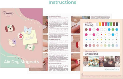 Jovi - DIY Air Dry Magnets | Creative kit to make 9 self-hardening clay magnets + paints &amp; tools