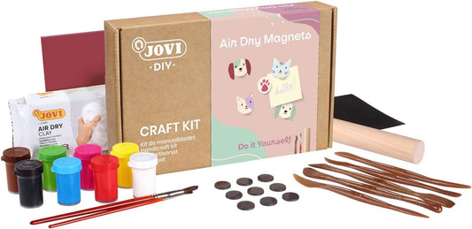 Jovi - DIY Air Dry Magnets | Kit créatif pour fabriquer 9 aimants en argile autodurcissante + peintures & outils