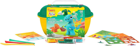 Jovi - PLAY AND FUN - Coffre JURASSIC 24 Pâtes à Modeler + Outils & Découpages