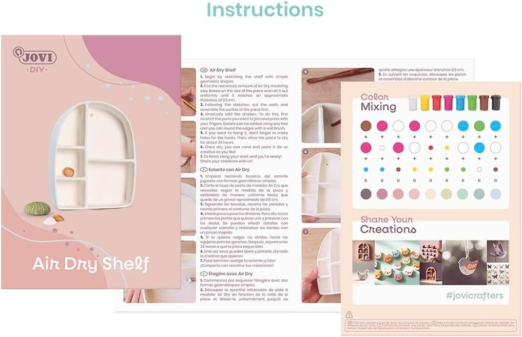 Kit DIY Étagère en Argile – Jovi Air Dry Shelf | Loisir créatif enfant & adulte – Pâte autodurcissante + Peintures & Outils