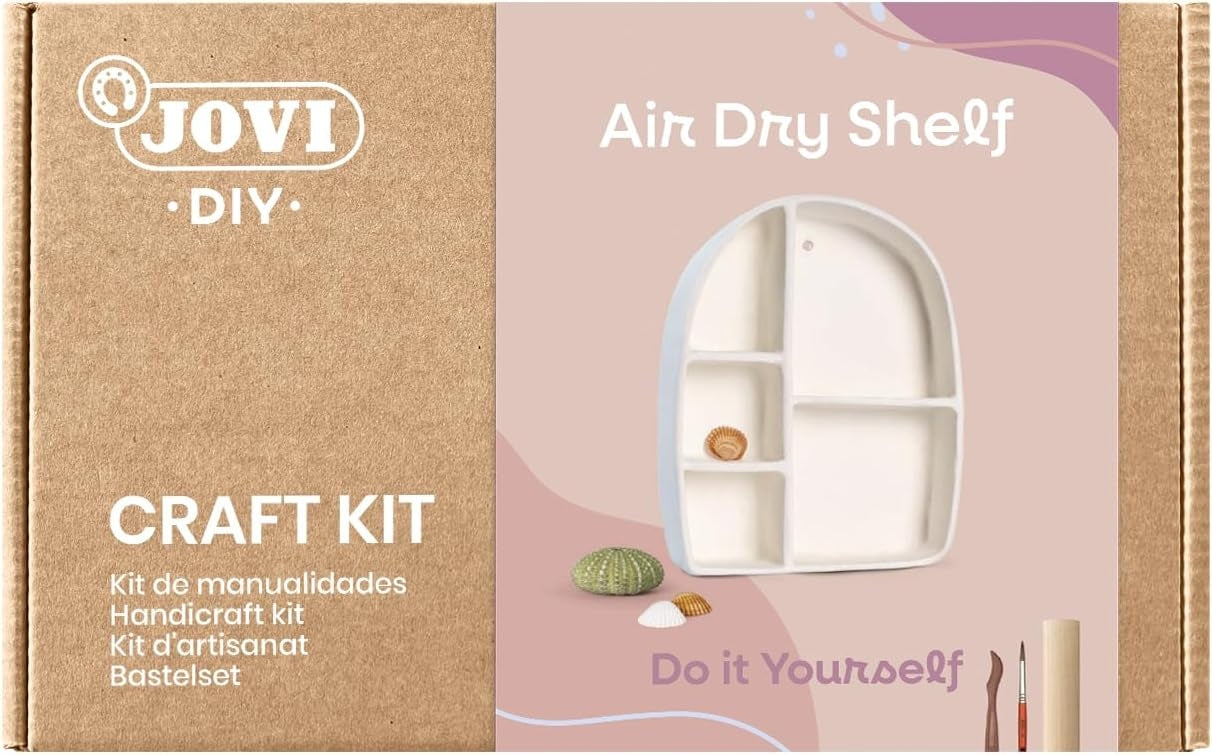 Kit DIY Étagère en Argile – Jovi Air Dry Shelf | Loisir créatif enfant & adulte – Pâte autodurcissante + Peintures & Outils