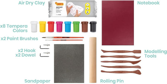 Kit DIY Étagère en Argile – Jovi Air Dry Shelf | Loisir créatif enfant & adulte – Pâte autodurcissante + Peintures & Outils