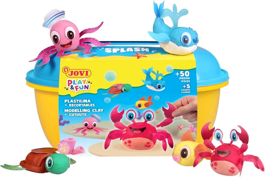 Jovi - PLAY AND FUN - Coffre Splash 24 Pâtes à Modeler + Outils & Découpages