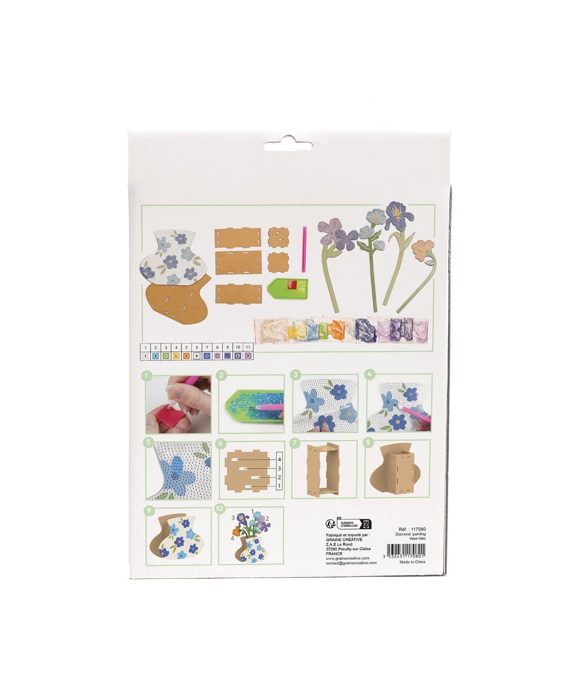 Stylet, cire et plateau fournis pour appliquer facilement les strass.