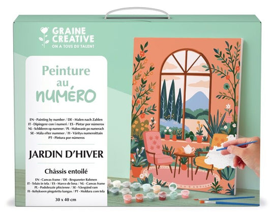 Kit Peinture au Numéro 30x40 – Jardin d’Hiver. Coffret DIY avec toile, peintures et pinceaux inclus.