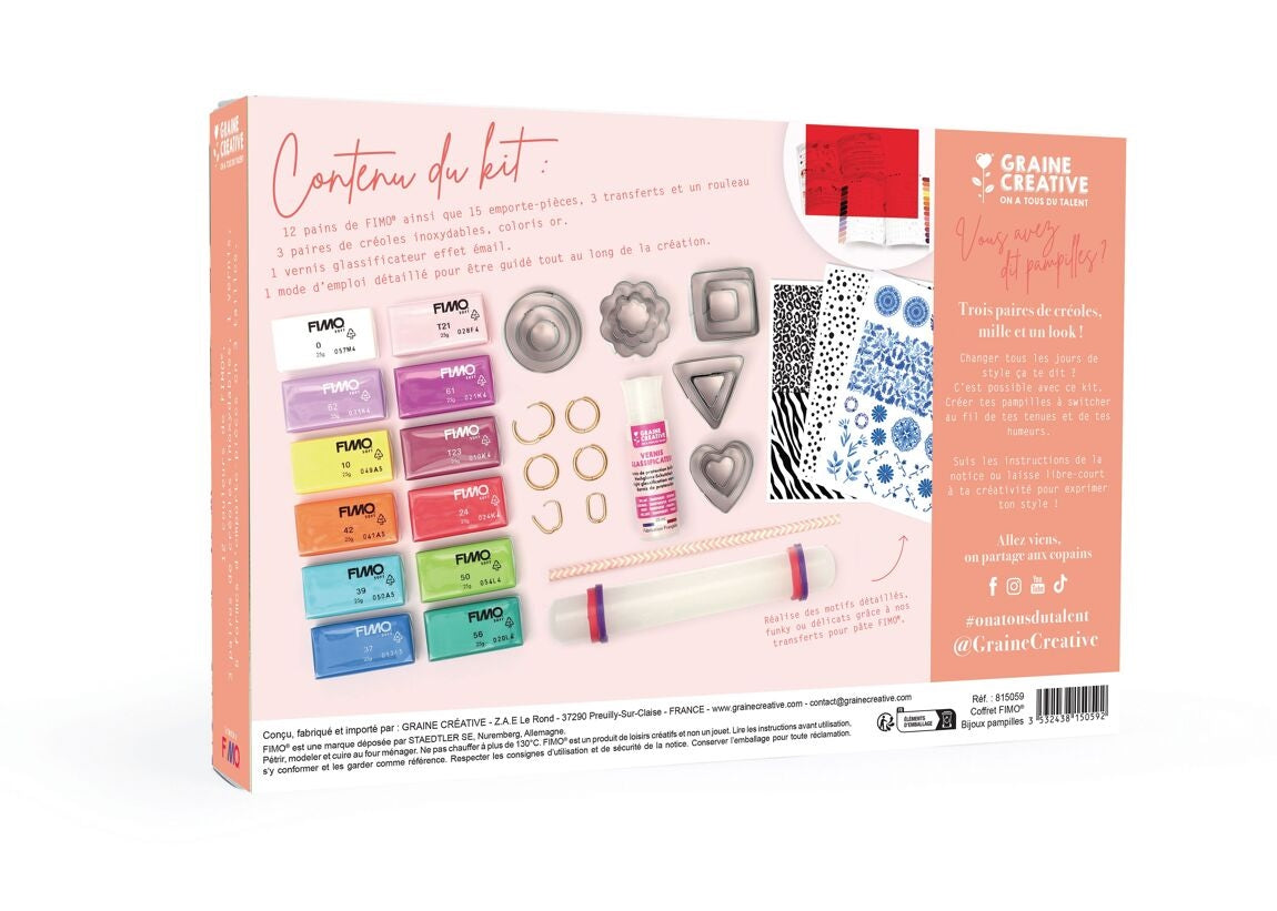 Coffret Bijoux FIMO – Pampilles interchangeables | Kit DIY boucles d’oreilles personnalisées