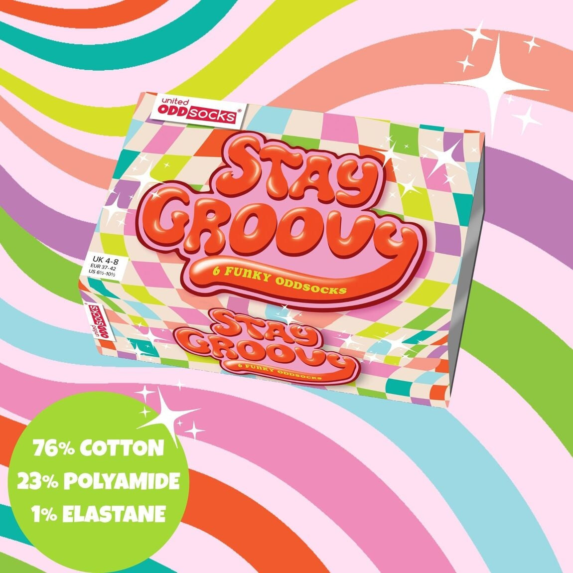 RESTEZ GROOVY – Coffret 6 Chaussettes Dépareillées | United Oddsocks | Taille 37-42 United Oddsocks