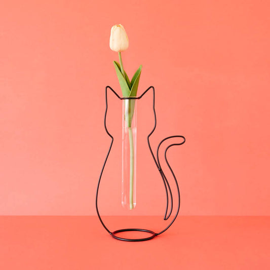 Vase Silhouette Chat Noir – Balvi | Vase décoratif métal et verre design Balvi