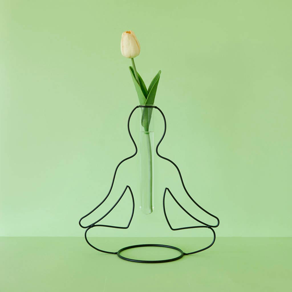Vase Yoga Silhouette Noir – Balvi | Métal & Verre | Design Zen et Élégant Balvi