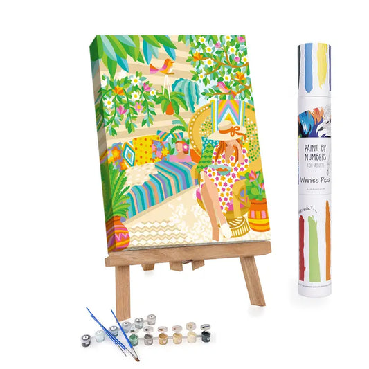 Peinture a numéros "Chill in the Garden" DIY Paint by Numbers 40cm /30 cm Winnie's Picks