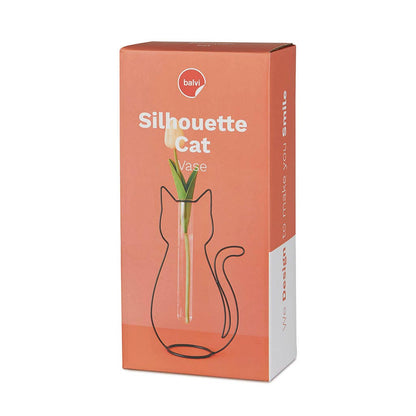 Vase Silhouette Chat Noir – Balvi | Vase décoratif métal et verre design Balvi