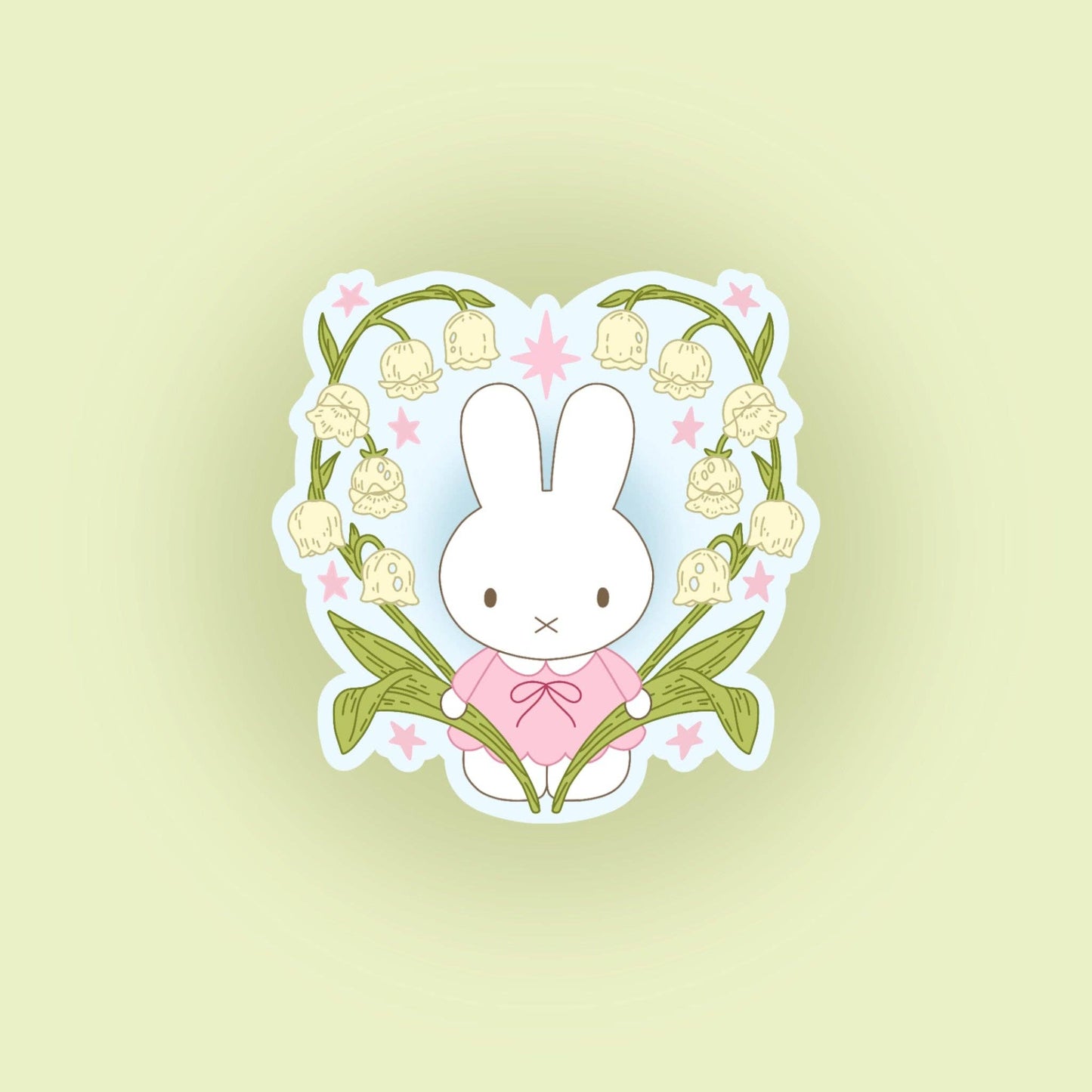 Sticker Bunny Fleur Holographique – Autocollant Kawaii Lapin Floral Liviaa.studio