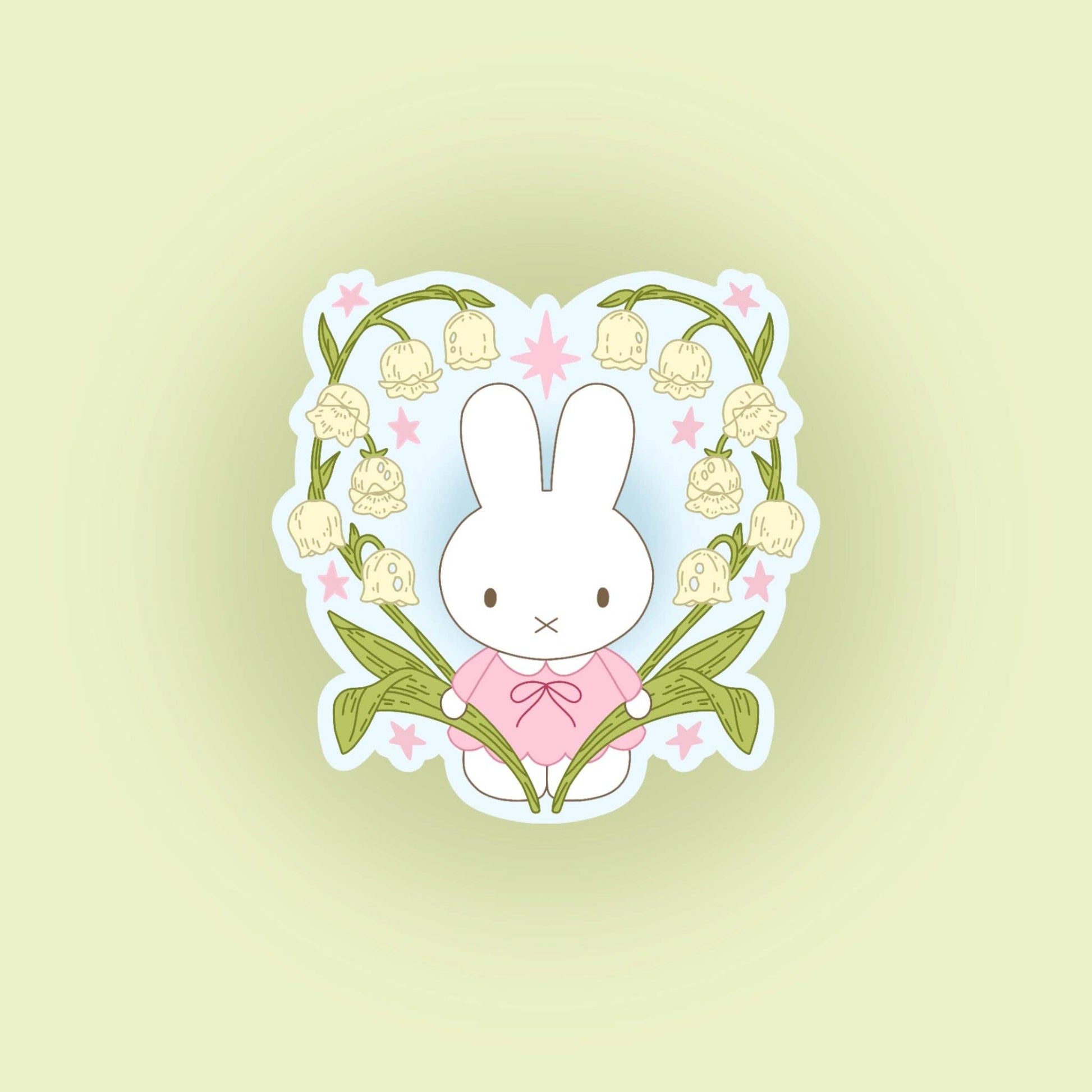 Sticker Bunny Fleur Holographique – Autocollant Kawaii Lapin Floral Liviaa.studio