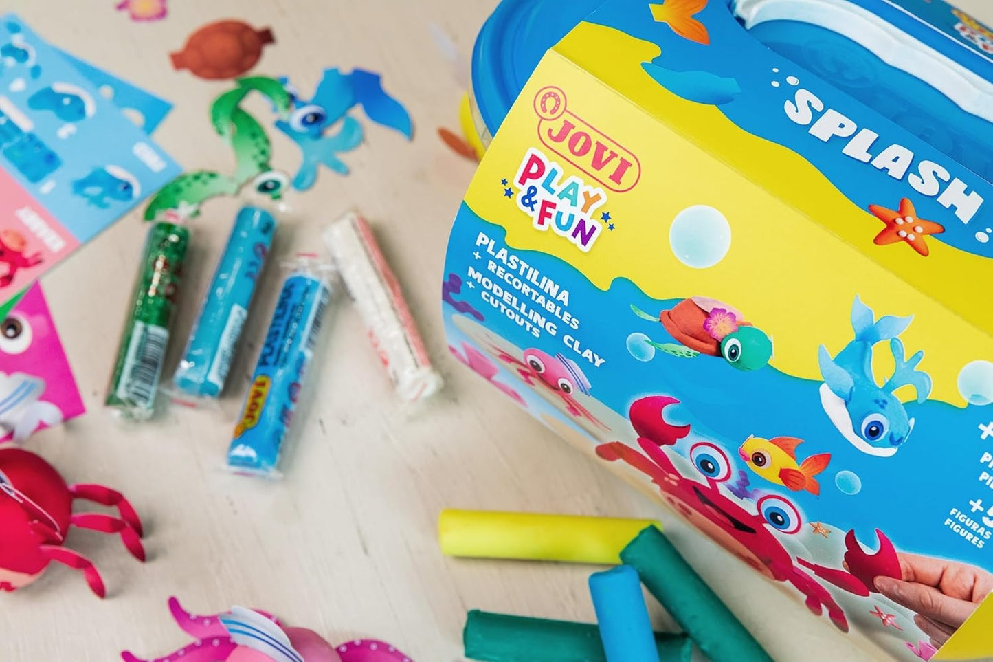 Jovi - PLAY AND FUN - Coffre Splash 24 Pâtes à Modeler + Outils & Découpages