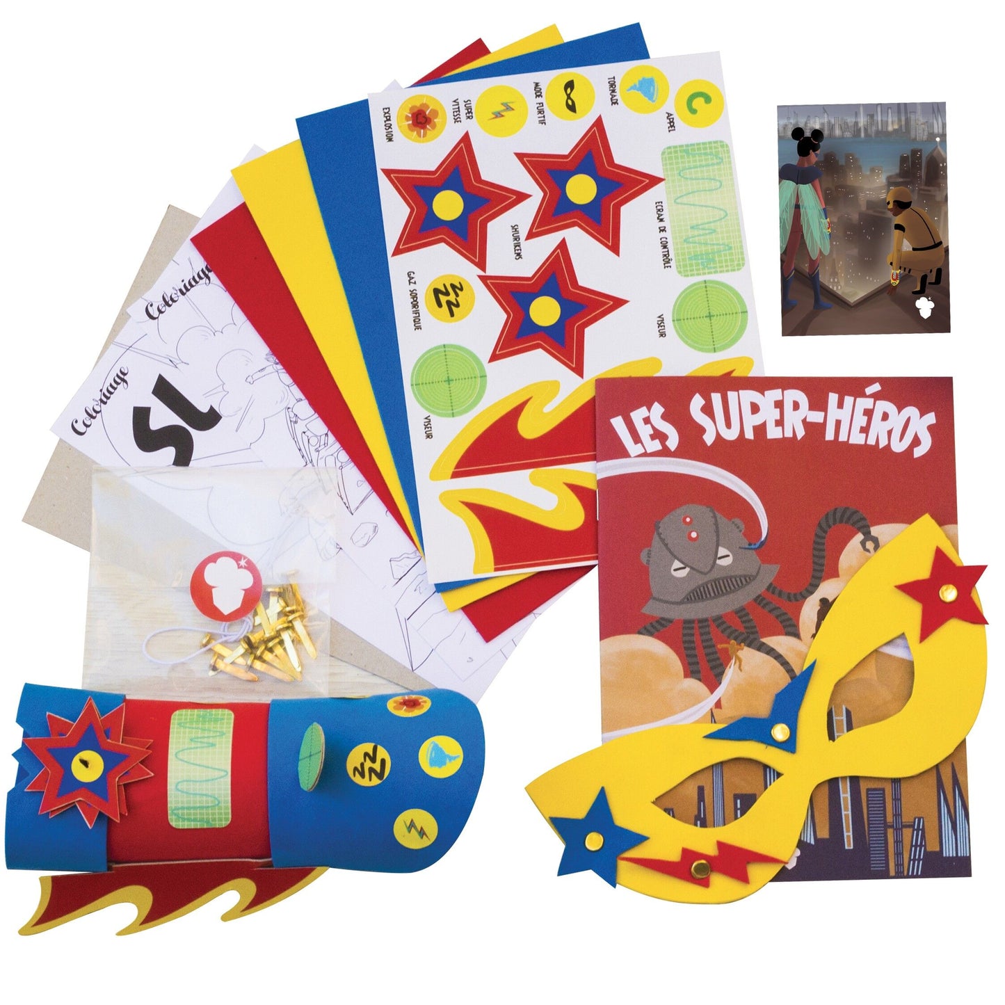 Coffret fabrication déguisement super-héros +1 livre - Kit bricolage/activité enfant en français