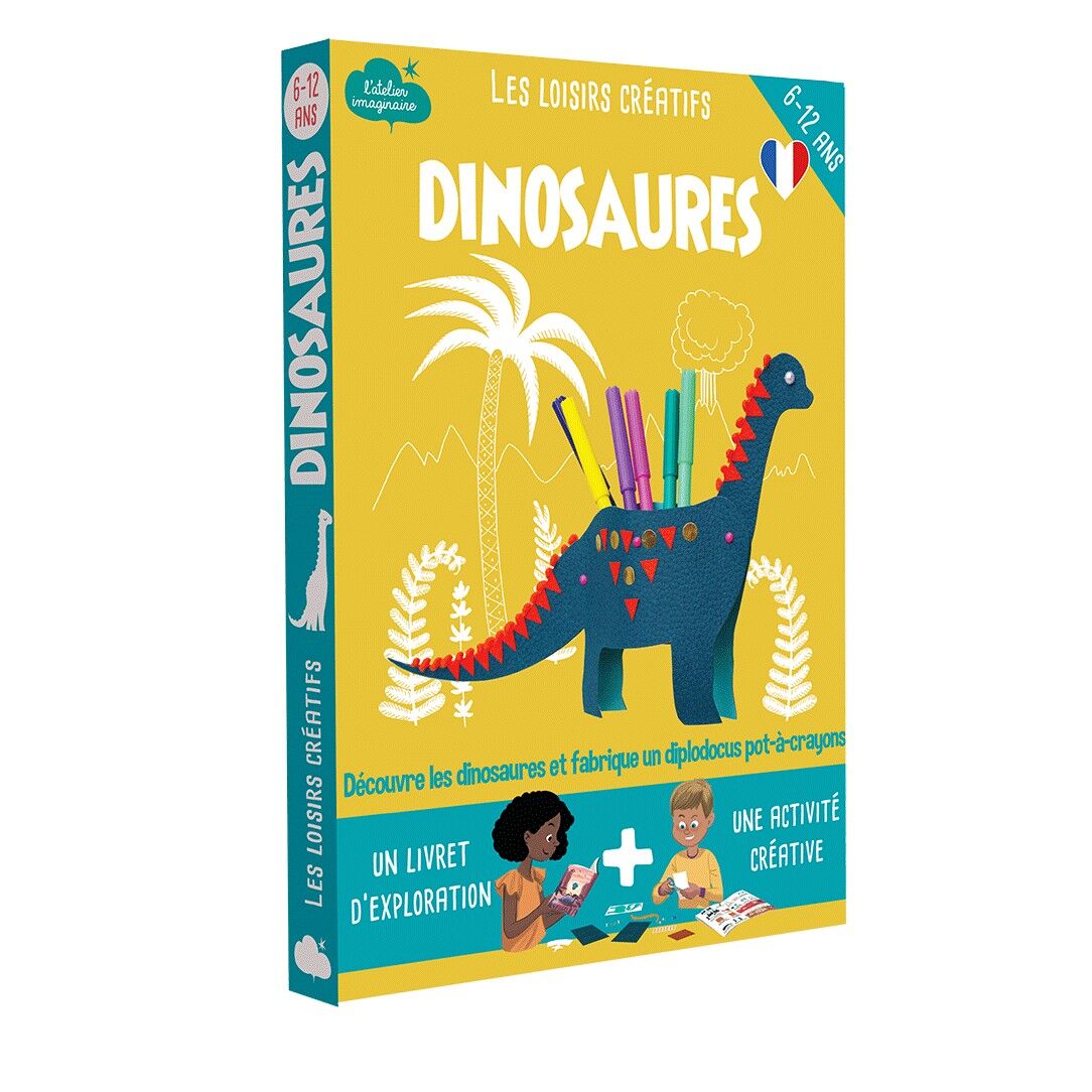 Coffret fabrication Pot à crayon Diplodocus pour enfant +1 livre