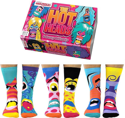 United Oddsocks - The Hotheads – Boîte de 6 chaussettes Odd pour femme – 37-42, Multicolore United Oddsocks