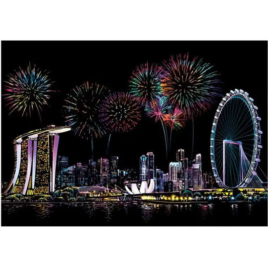 Scratch painting - Marina Bay in Singapore