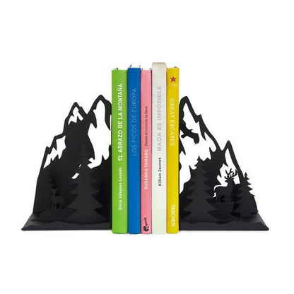 Serre-livres Montagnes Noir – Balvi | Métal Design Paysage Hivernal Balvi