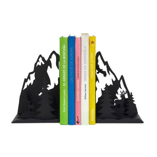 Serre-livres Montagnes Noir – Balvi | Métal Design Paysage Hivernal Balvi