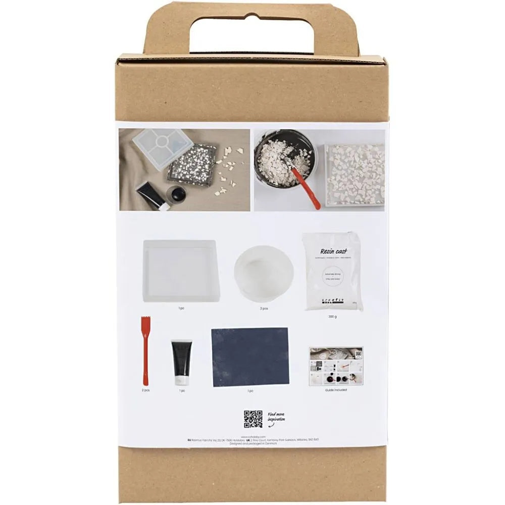 Kit DIY moulage en résine - Plateaux carrés avec terrazzo - Noir/Blanc Creative Compagny