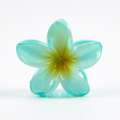Pince à cheveux fleur tiaré bleue mate 8 cm – Accessoire cheveux exotique femme JOY!