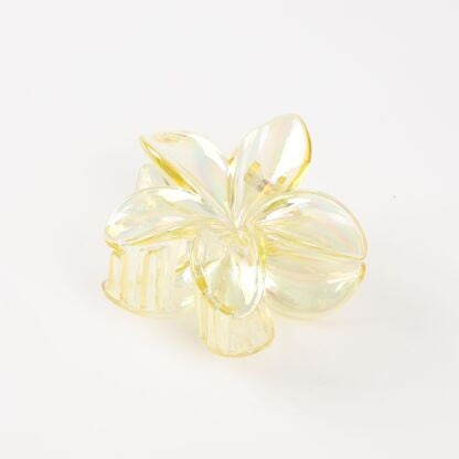 Pince à cheveux fleur translucide jaune Grande pince crabe lumineuse et tendance JOY!