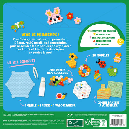 Vive le Printemps ! – Kit Perles à Eau 600 Perles | 20 Modèles & 2 Mini Paniers Edition Fleurus