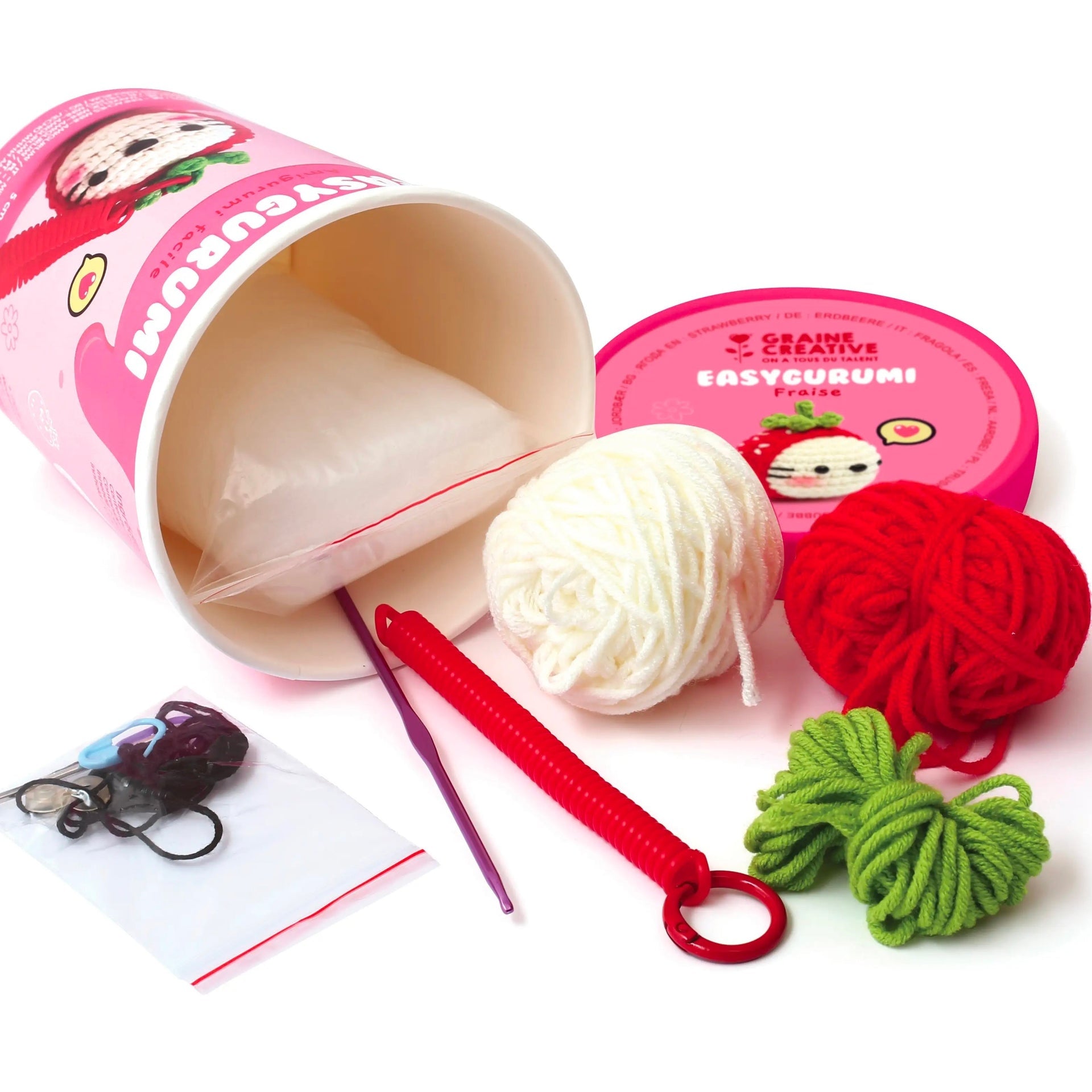 Kit Crochet Easygurumi Fraise – Graine Créative | Amigurumi débutant DIY GRAINE CREATIVE