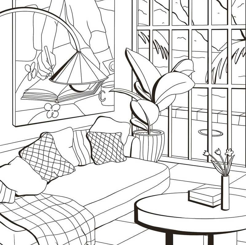 Ma maison design – Livre de coloriage déco intérieur vintage & moderne Editions Marabout