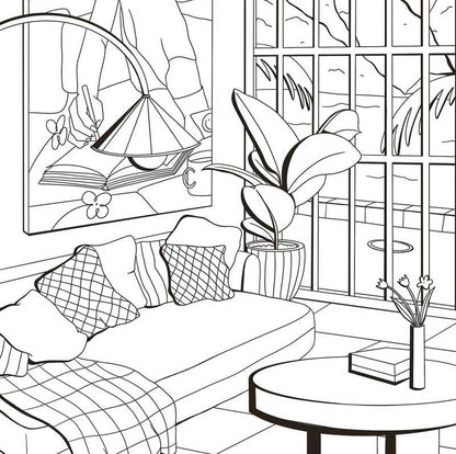 Ma maison design – Livre de coloriage déco intérieur vintage & moderne Editions Marabout