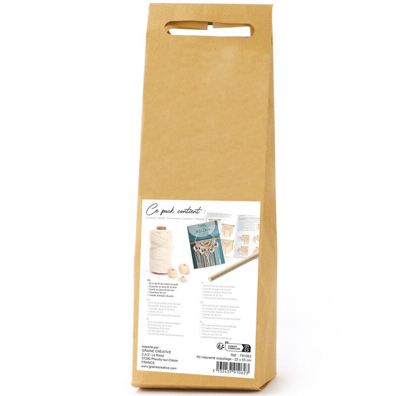 Kit Macramé Forme Coquillage – Déco Murale Bohème DIY GRAINE CREATIVE