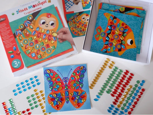 DIAMS Mosaïque "Tropicoanimo" (CREALIGN) | Coffret 6 tableaux scintillants dès 3 ans Créa lign