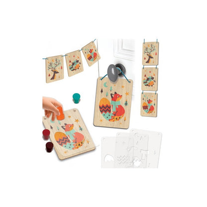 Tampographie bois animaux forêt – Coffret créatif enfant 5 ans+ Créa lign