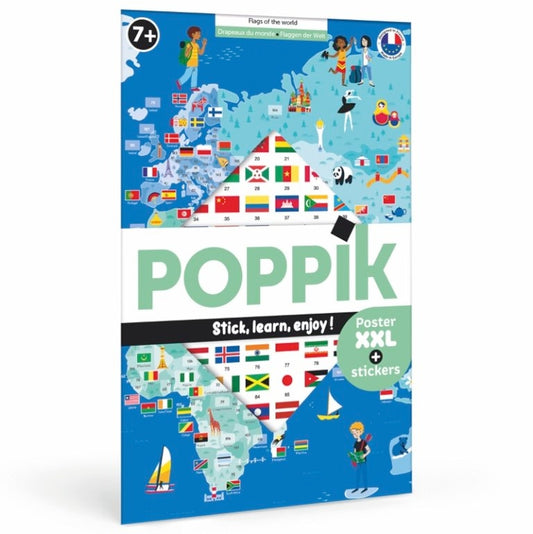 Poster pédagogique drapeaux du monde enfant – Stickers Poppik poppik