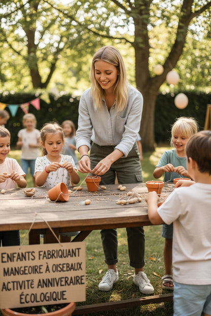 Kit Créatif Mangeoire à Oiseaux – Activité Anniversaire Nature pour 10 Enfants Radis et Capucine