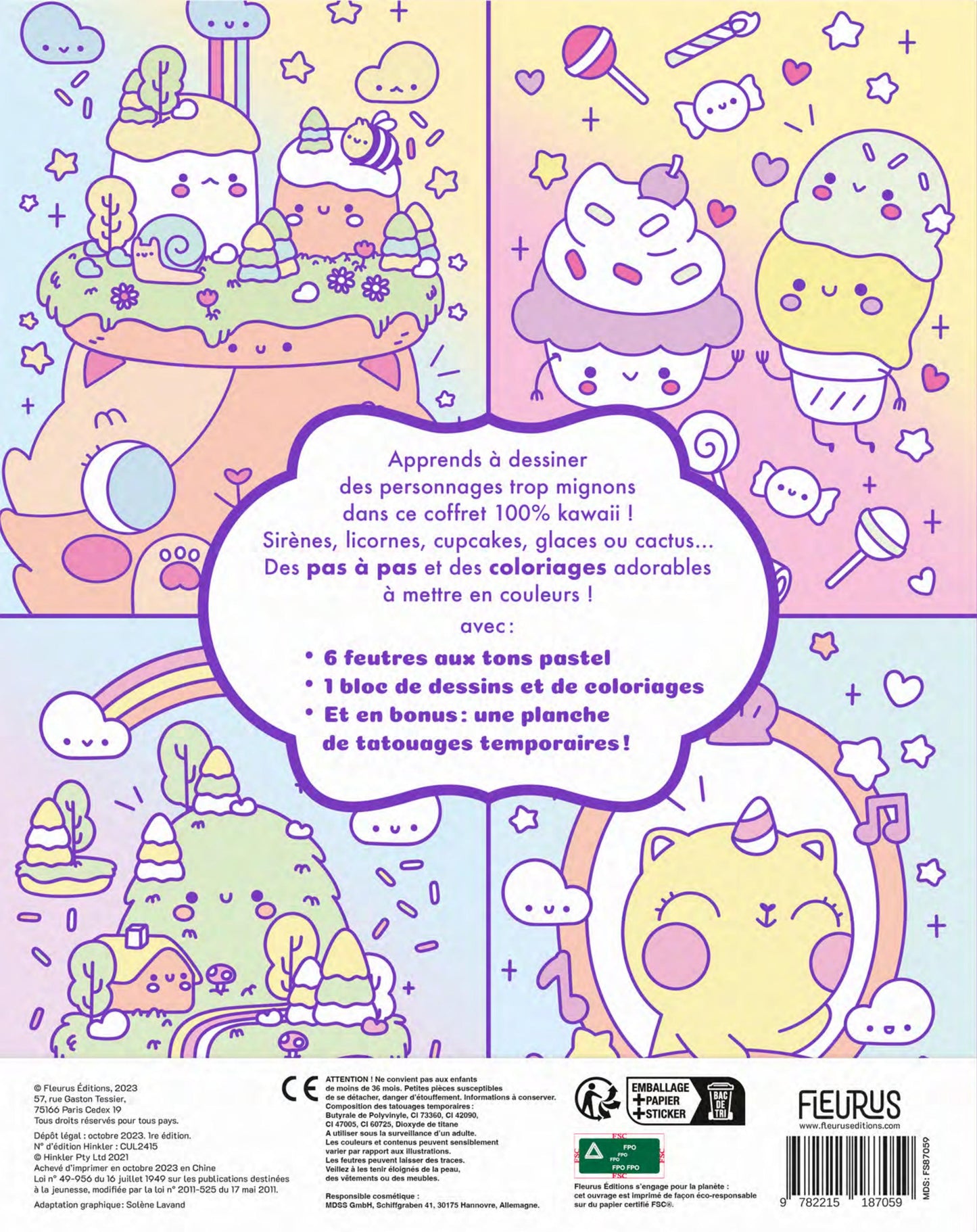 Personnages et animaux kawaii à dessiner et colorier