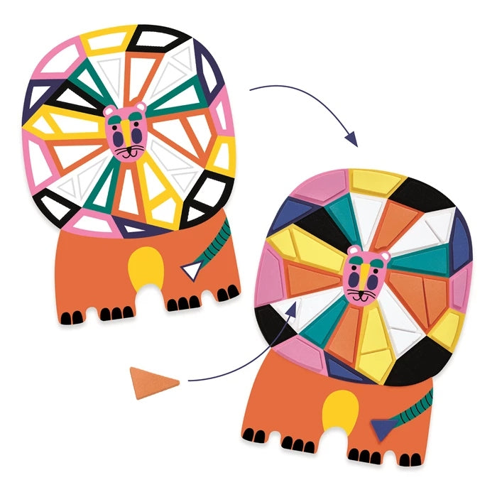 Illustrations d'animaux africains décorées avec des mosaïques