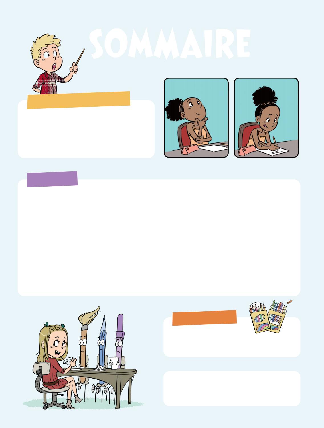 Pages du livre expliquant comment créer sa première bande dessinée