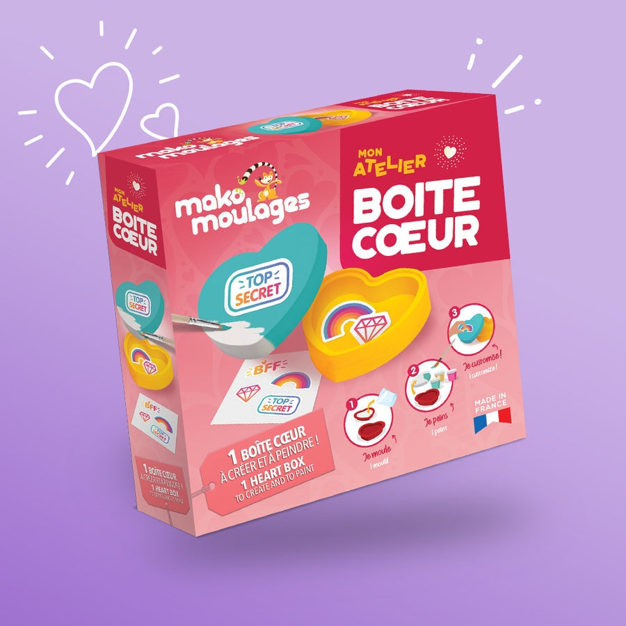Kit DIY mako moulages Boîte Cœur à mouler et décorer