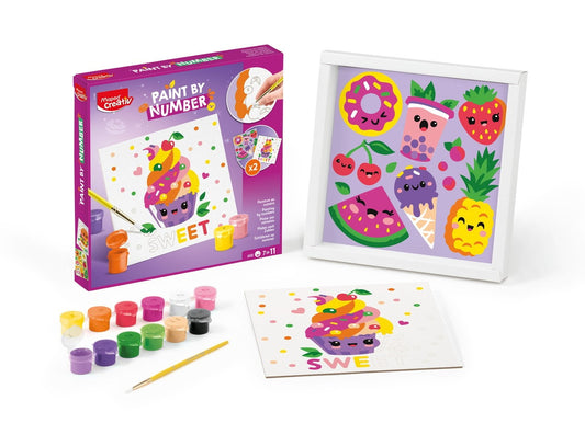 MAPED Creativ – Peinture au numéro Cupcake & Multifood – Kit créatif enfant Maped