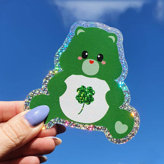 Sticker Pailleté Care Bear Bonne Chance – Autocollant Kawaii Glitter Studio Inktvis B.V.