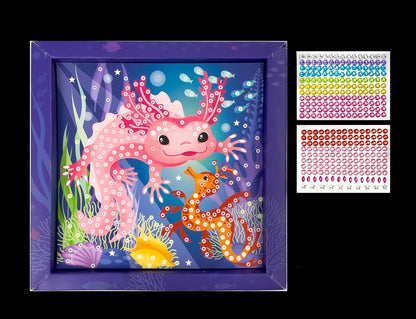 Illustration Axolotl décorée avec des strass pailletés autocollants