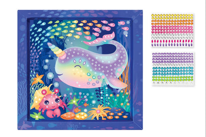 Illustration Baleine Licorne décorée avec des strass colorés