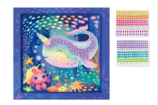 Tableau en Strass Baleine Licorne – Kit Créatif avec Plus de 300 Strass et Cadre Artista
