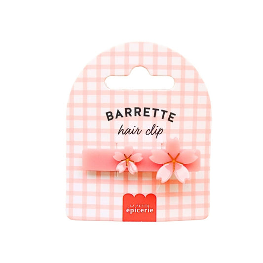 Barrette Sakura Rose avec fleurs de cerisier en acétate de cellulose – La Petite Épicerie